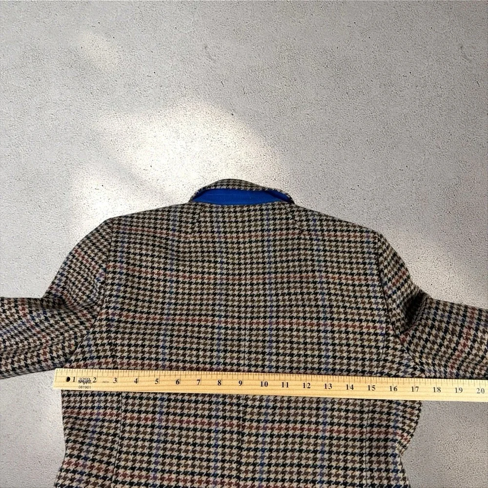 J.Crew Schoolboy Brown Houndstooth Wool Blend‎ Blazer Jacket BA906 Size 4